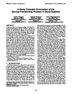 A game theoretic formulation of the service provisioning problem in ...