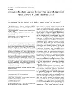 A Game-Theoretic Model - Behavioural Ecology