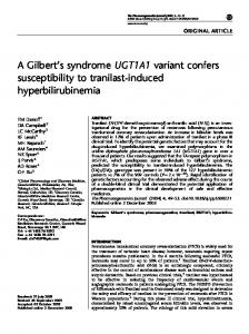 A Gilbert's syndrome UGT1A1 variant confers susceptibility to ... - Nature