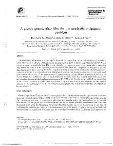 A greedy genetic algorithm for the quadratic ... - Semantic Scholar