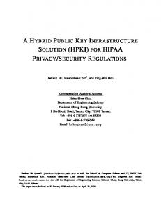 a hybrid public key infrastructure solution (hpki) for hipaa ... - CiteSeerX