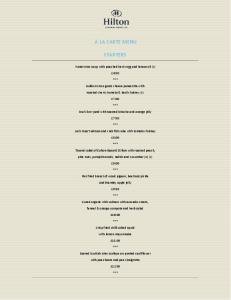 A La Carte Menu - Hilton