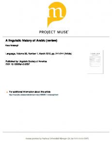 A linguistic history of Arabic (review)