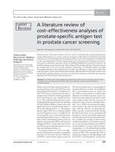 A literature review of costeffectiveness analyses of prostate-specific ...