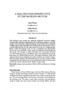 A M&A PROCESS PERSPECTIVE IN THE BANKING SECTOR