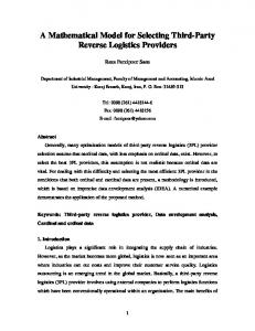 A Mathematical Model for Selecting Third-Party Reverse Logistics ...