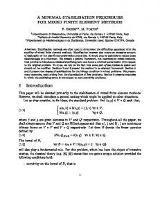 a minimal stabilisation procedure for mixed finite element methods - Cnr