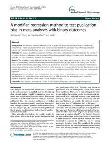 A modified regression method to test publication bias in meta