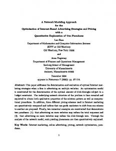 A Network Modeling Approach for the Optimization of Internet-Based ...