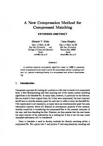 A New Compression Method for Compressed Matching