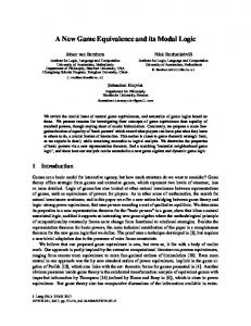 A New Game Equivalence and its Modal Logic - arXiv