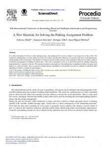 A New Heuristic for Solving the Parking Assignment ... - ScienceDirect