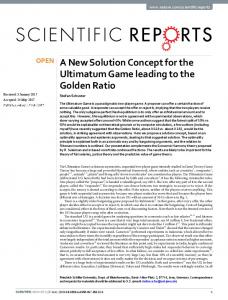 A New Solution Concept for the Ultimatum Game ...