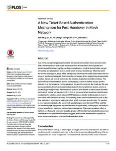 A New Ticket-Based Authentication Mechanism for Fast ... - PLOS