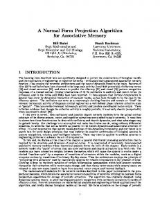 A Normal Form Projection Algorithm for Associative Memory - CiteSeerX