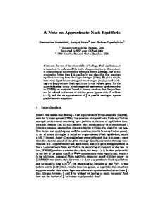 A Note on Approximate Nash Equilibria - CiteSeerX