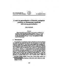 A note on generalization of Zermelo navigation problem on ... - EMIS