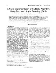 A Novel Implementation of CORDIC Algorithm ... - Semantic Scholar