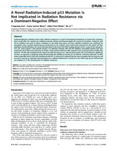 A Novel Radiation-Induced p53 Mutation Is Not ... - Semantic Scholar