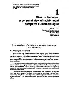 a personal view of multi-modal computer-human dialogue