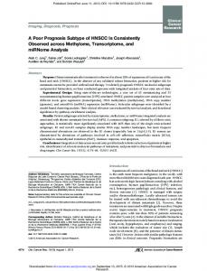 A Poor Prognosis Subtype of HNSCC Is