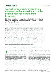 A practical approach to identifying maternal deaths missed from ...