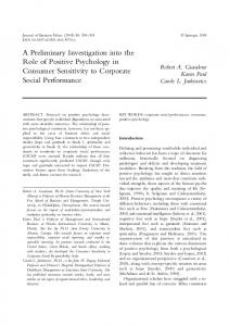 A Preliminary Investigation into the Role of Positive ...