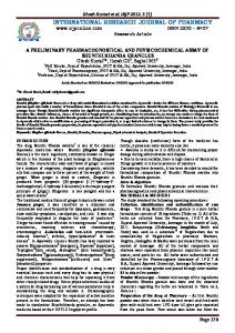 a preliminary pharmacognostical and physicochemical assay of ...