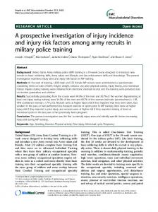 A prospective investigation of injury incidence and injury risk factors ...