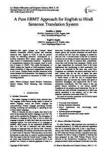 A Pure EBMT Approach for English to Hindi Sentence Translation