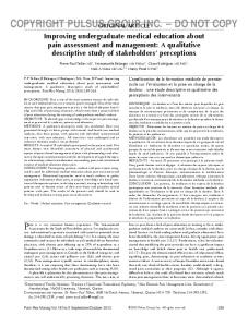 A qualitative descriptive study of stakeholders