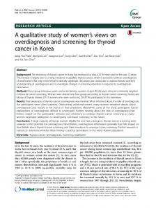 A qualitative study of women's views on overdiagnosis ... - BMC Cancer