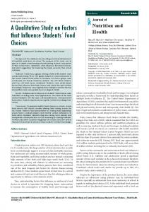 A Qualitative Study on Factors that Influence Students' Food Choices