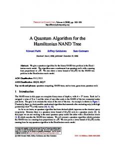 A Quantum Algorithm for the Hamiltonian NAND Tree - Theory of ...