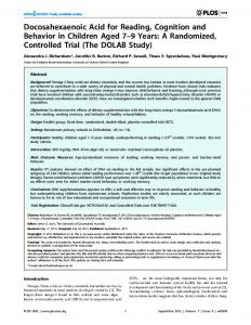 A Randomized, Controlled Trial - Efamol