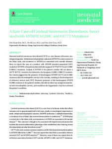 A Rare Case of Cerebral Sinovenous ... - KoreaMed Synapse