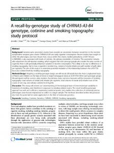 A recall-by-genotype study of CHRNA5-A3-B4 ... - BioMedSearch