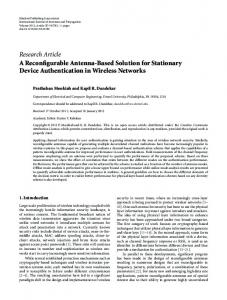 A Reconfigurable Antenna-Based Solution for Stationary Device