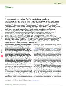 A recurrent germline PAX5 mutation confers ...