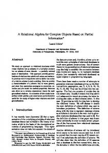 A Relational Algebra for Complex Objects Based on Partial