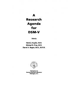 A Research Agenda for DSM-V - PsychRights