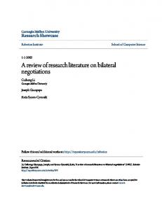 A review of research literature on bilateral negotiations