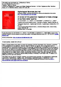 A review of the potential impacts of climate change on