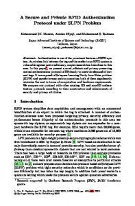 A Secure and Private RFID Authentication Protocol ... - Springer Link