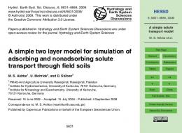 A simple solute transport model - hessd