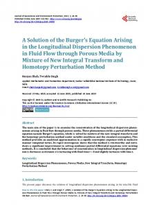 A Solution of the Burger's Equation Arising in the Longitudinal ...