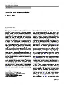 A special issue on nanotoxicology - Springer Link