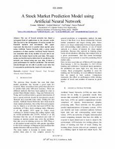 A Stock Market Prediction Model using Artificial Neural Network