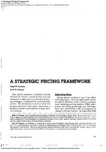 a strategic pricing framework