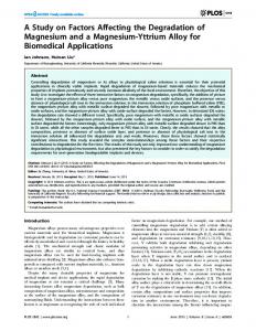 A Study on Factors Affecting the Degradation of ... - Semantic Scholar